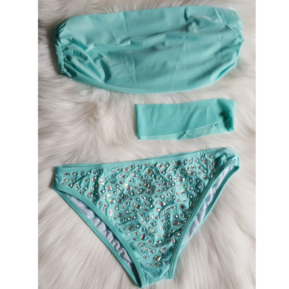 Tube Top Rhinestone Bottom Bikini - Picture 4 of 8